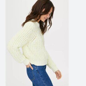 NWOT ARITZIA WILFRED CONFETTI FLUO LIME WHITE MARLED CHENILLE SWEATER - M